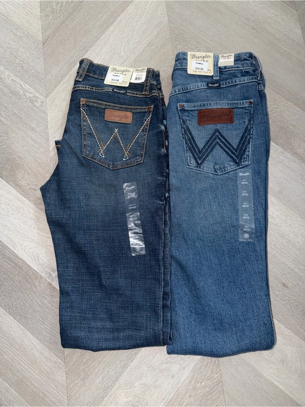 Wrangler women’s retro boot cut  Jeans Duo - Dark Blue & Light Blue Washes